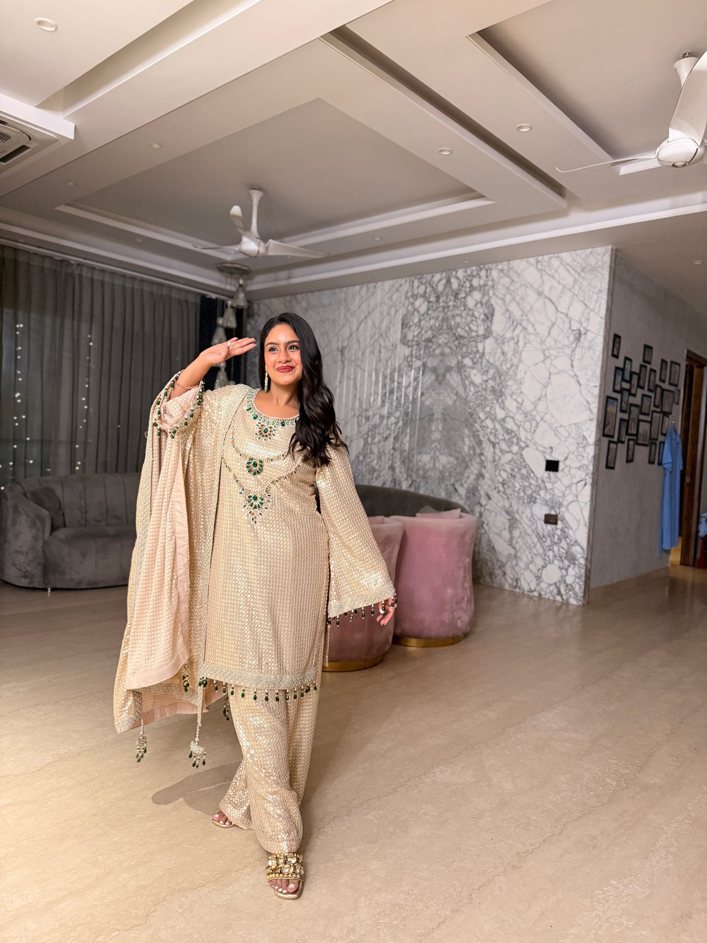 Aqsa Hand Embroidered Suit Set