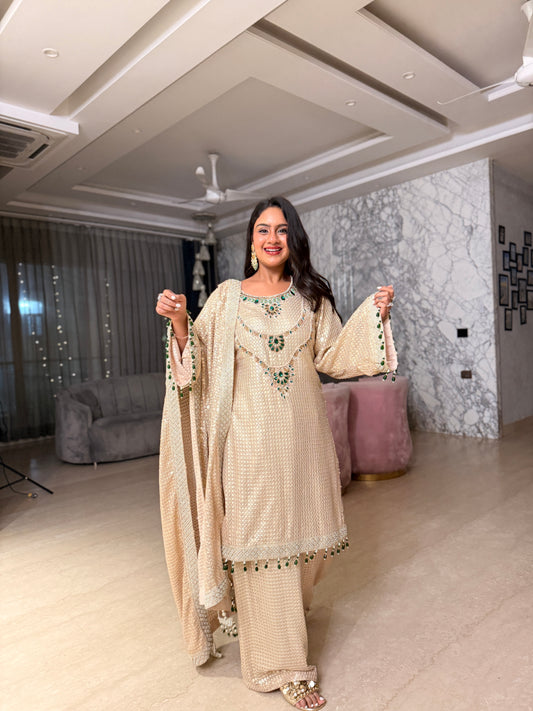 Aqsa Hand Embroidered Suit Set