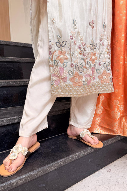 Amna Embroidered Suit with Banarasi Dupatta