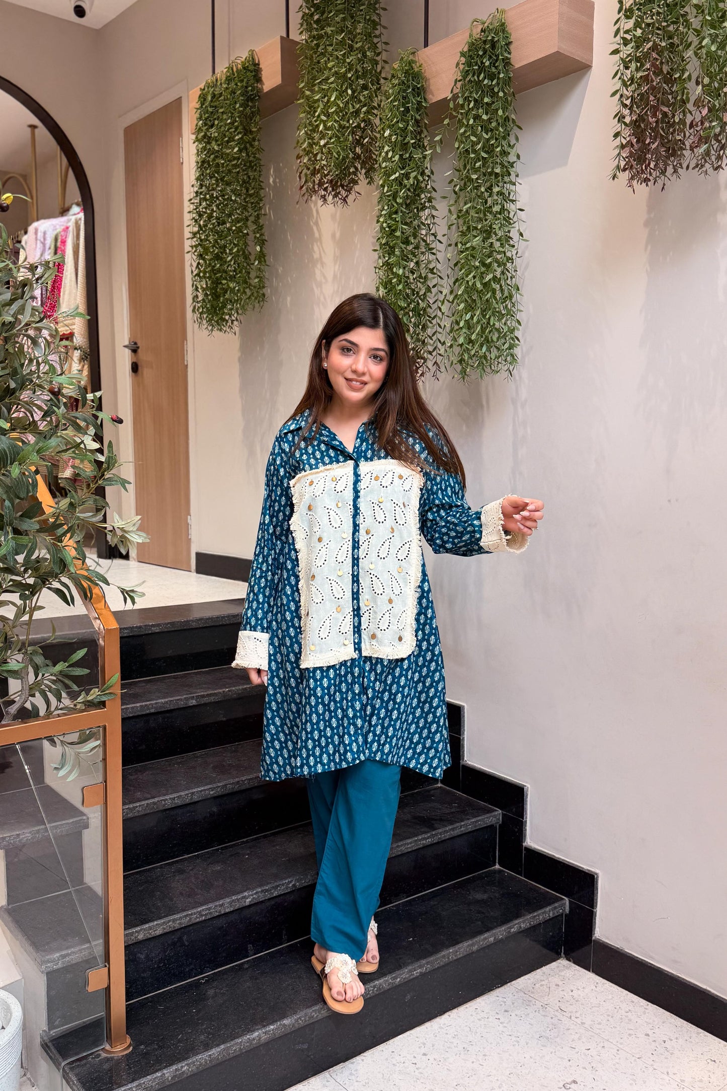 Roshi Schiffli Work Co ord Set