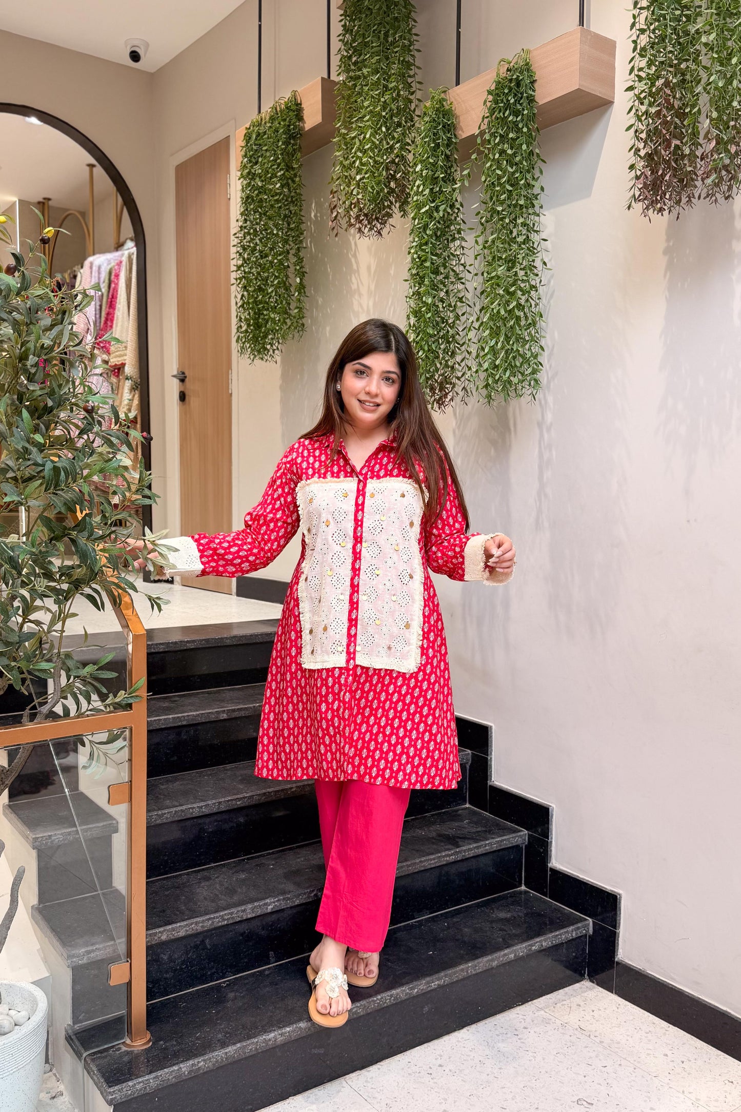 Roshi Schiffli Work Co ord Set