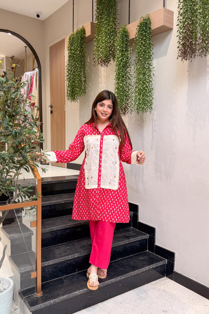 Roshi Schiffli Work Co ord Set