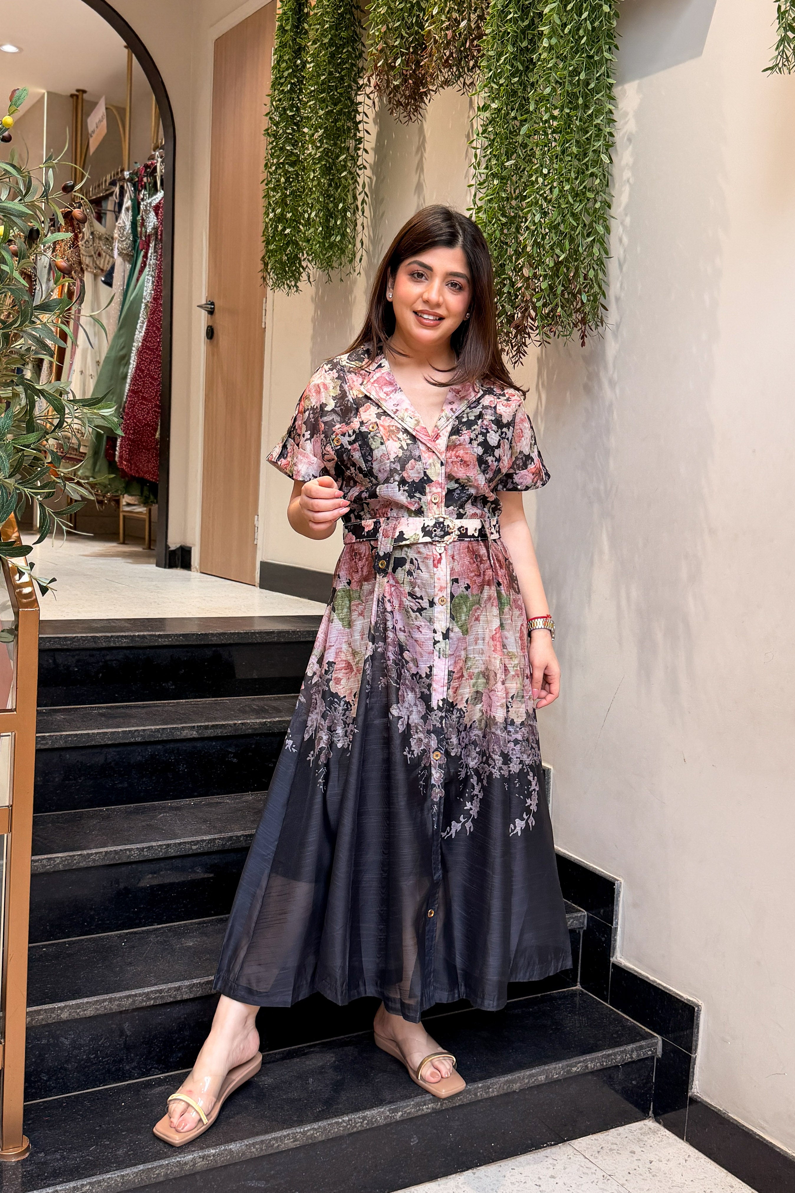 Saylor Floral Printed Long Dress