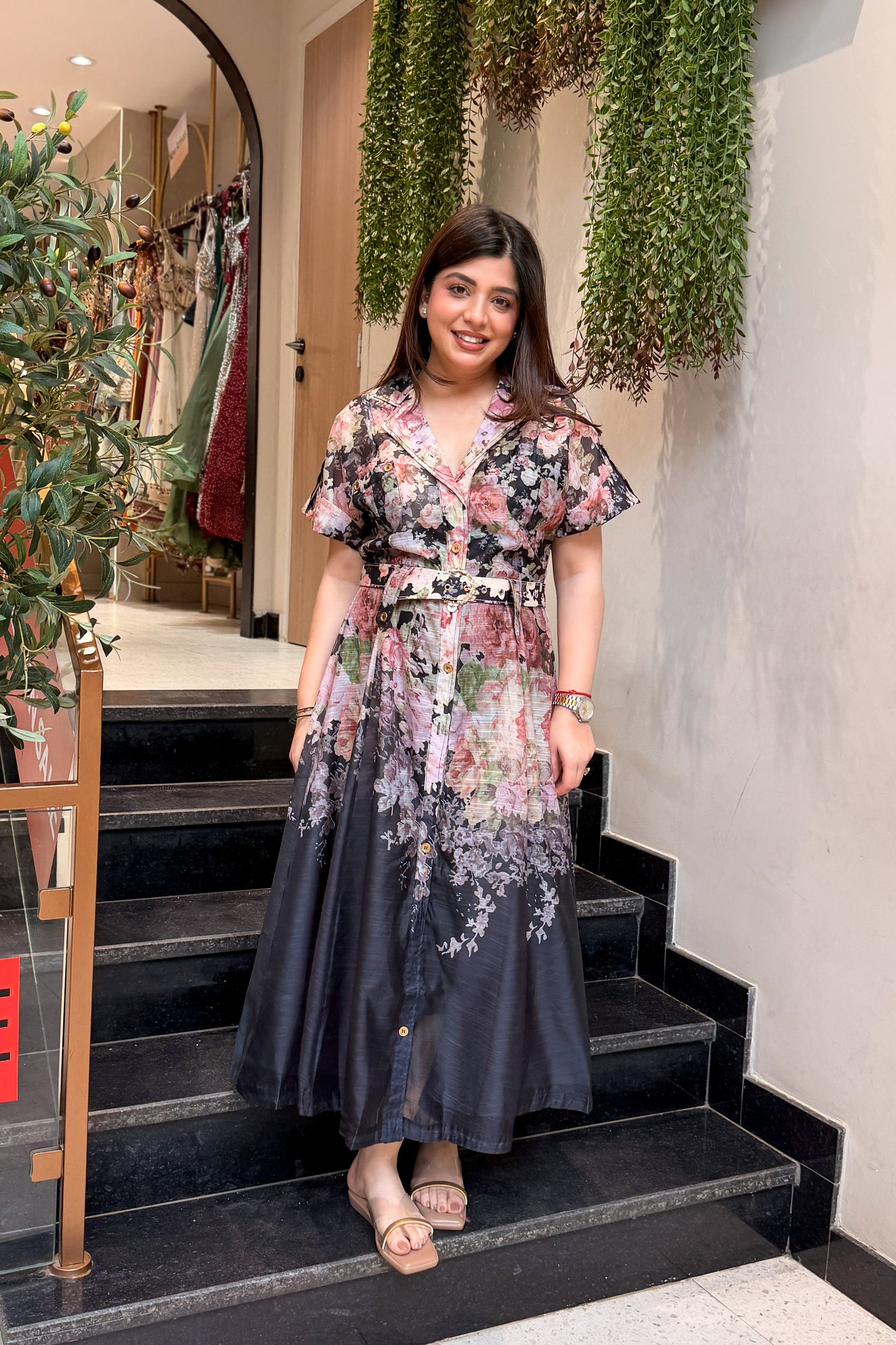 Saylor Floral Printed Long Dress
