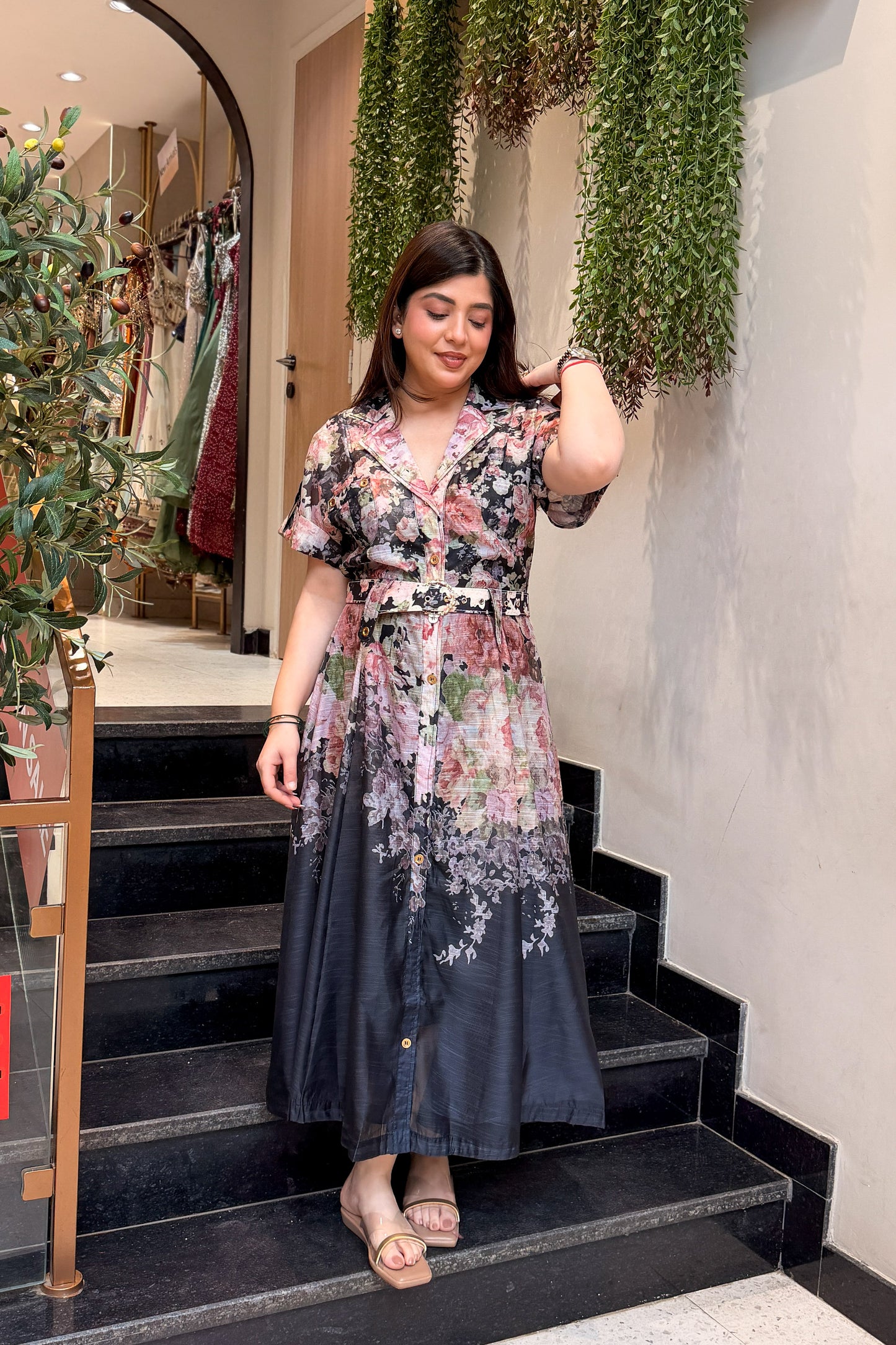 Saylor Floral Printed Long Dress