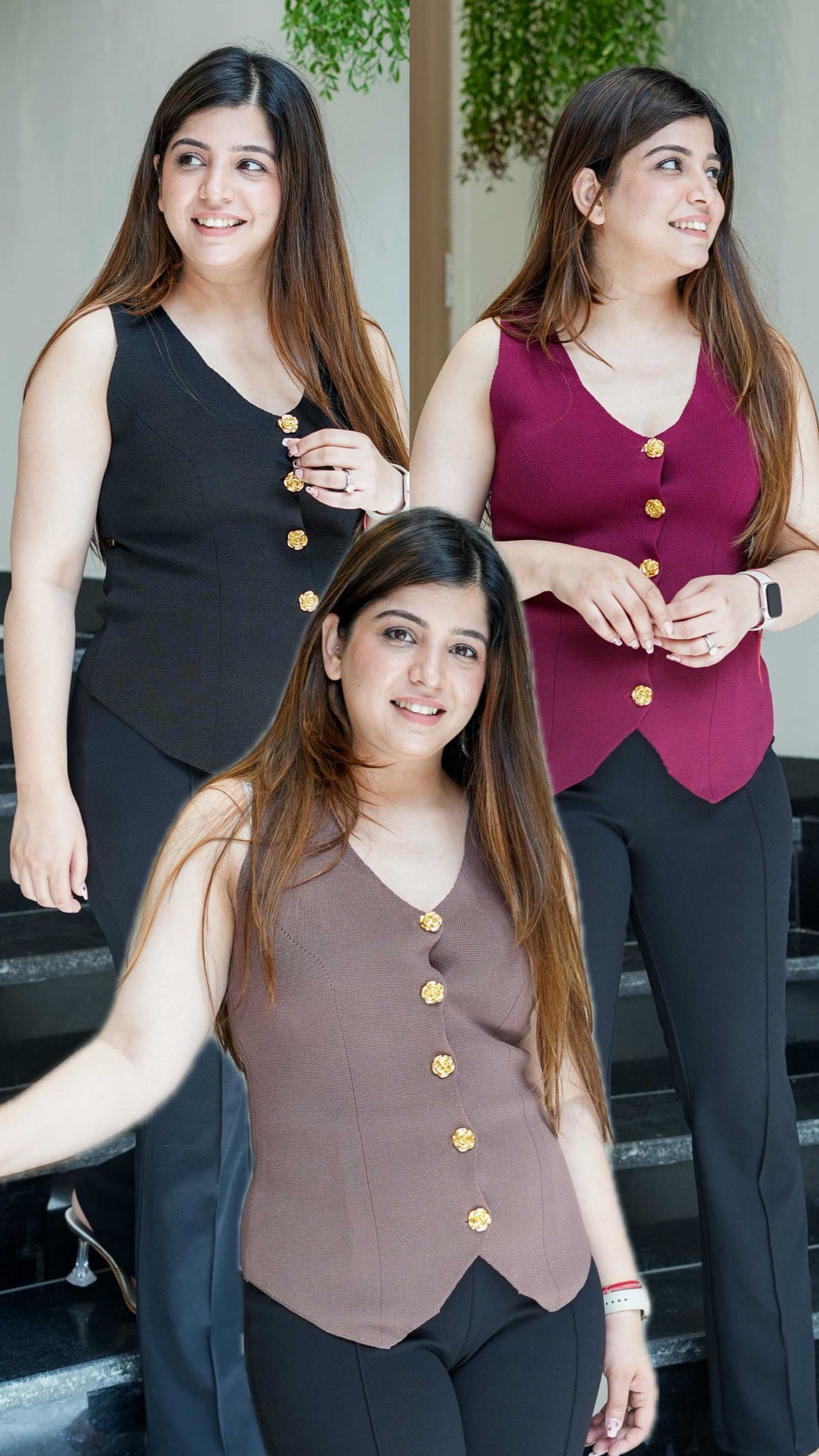 Zaylee Button Embellished Vest Top