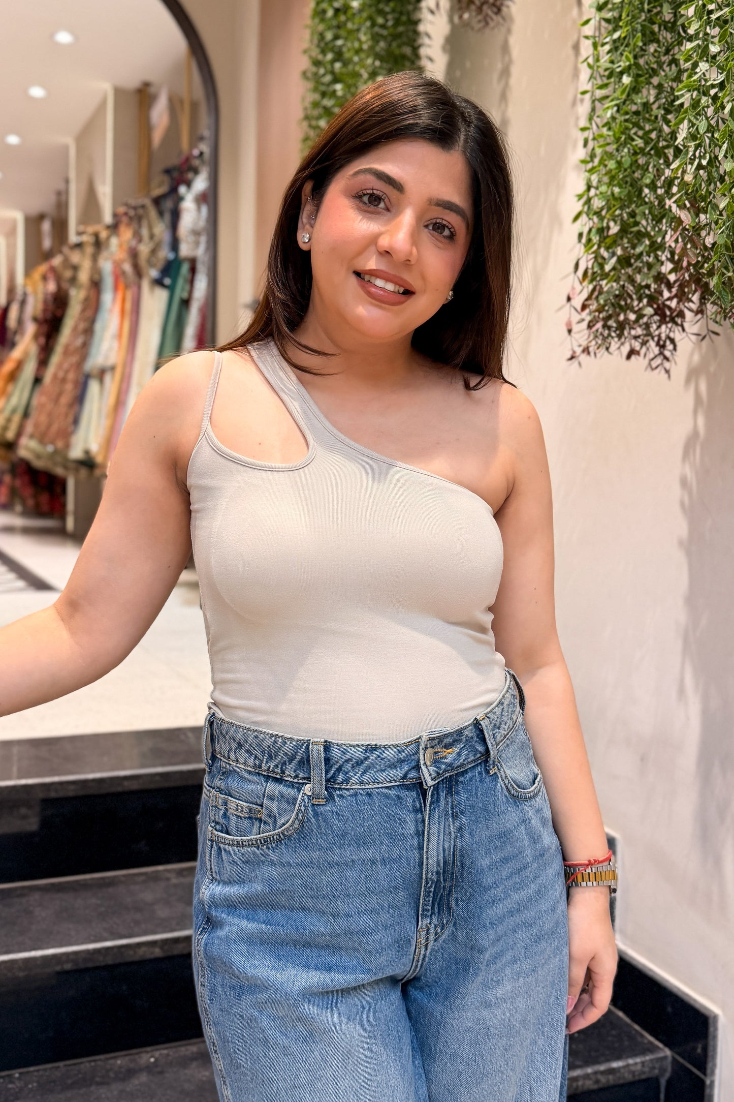 Althea One-Shoulder Inbuilt Bra Top