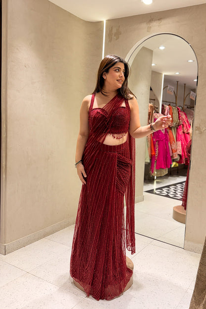 Zivika Hand Embroidered Drape Saree