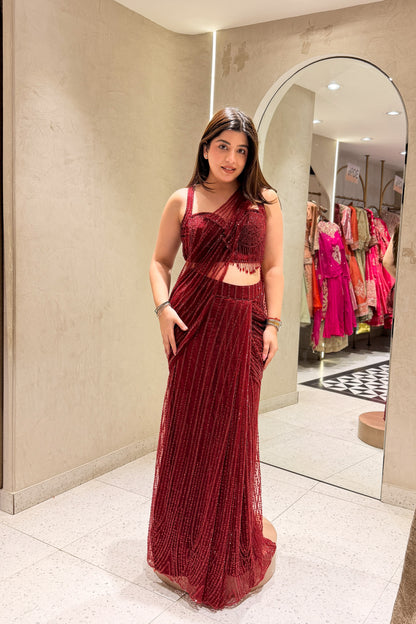 Zivika Hand Embroidered Drape Saree