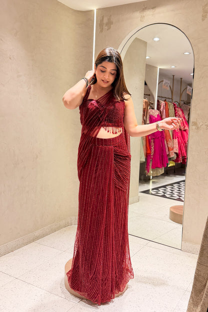 Zivika Hand Embroidered Drape Saree