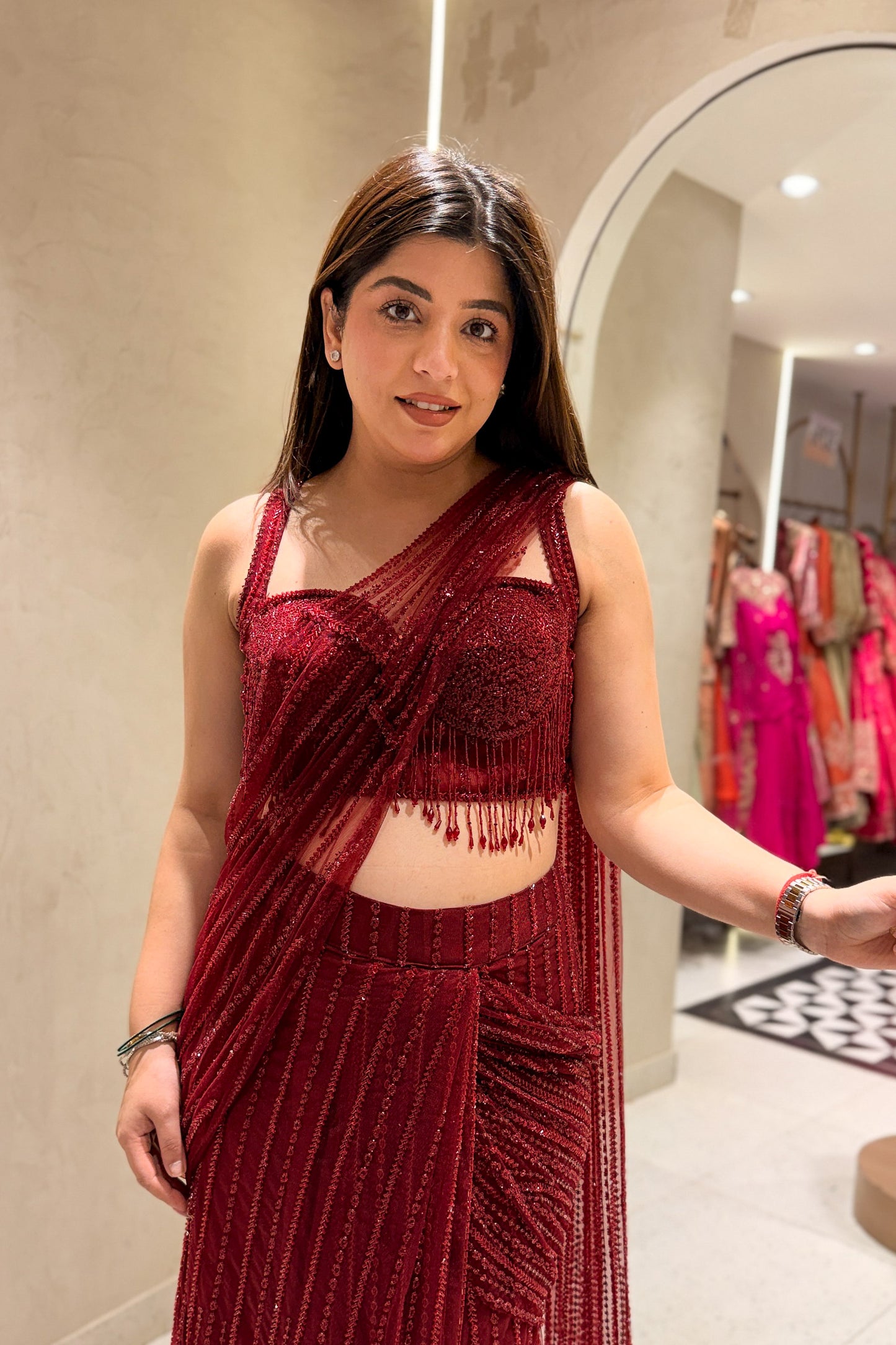 Zivika Hand Embroidered Drape Saree