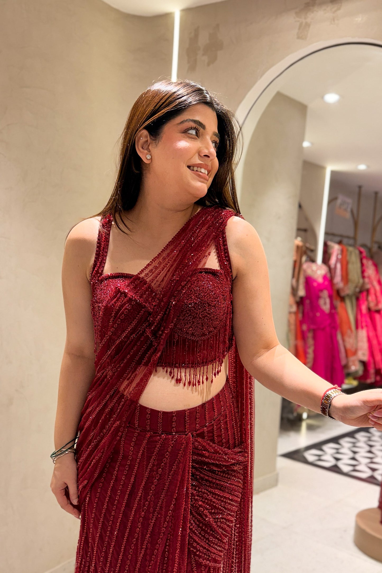 Zivika Hand Embroidered Drape Saree