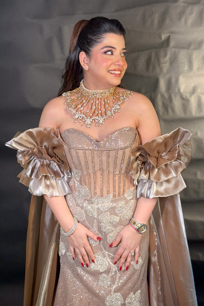 Iraja Hand Embroidered Fish Cut Gown