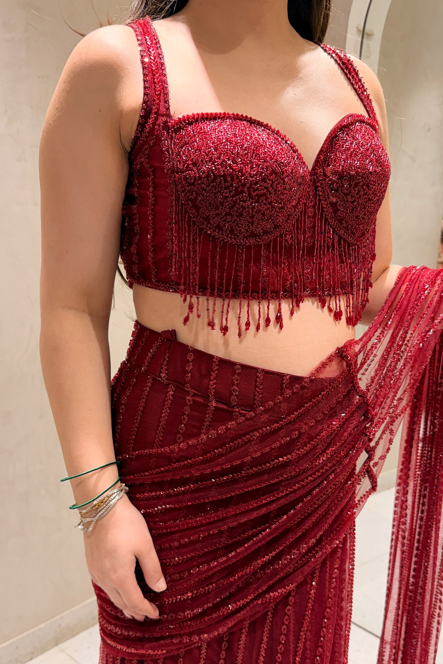 Zivika Hand Embroidered Drape Saree