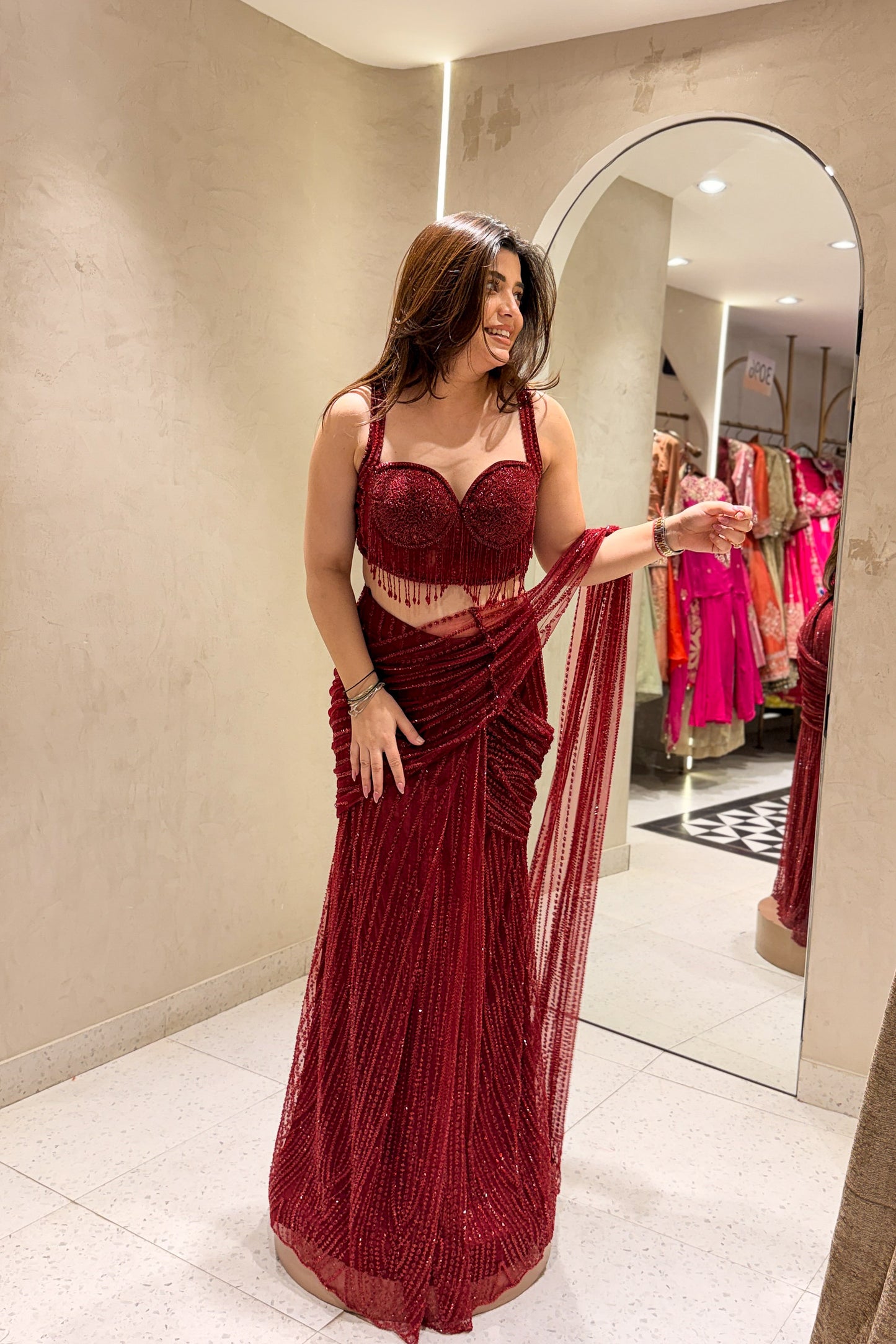 Zivika Hand Embroidered Drape Saree