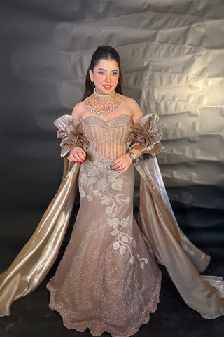 Iraja Hand Embroidered Fish Cut Gown