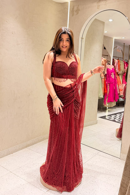 Zivika Hand Embroidered Drape Saree