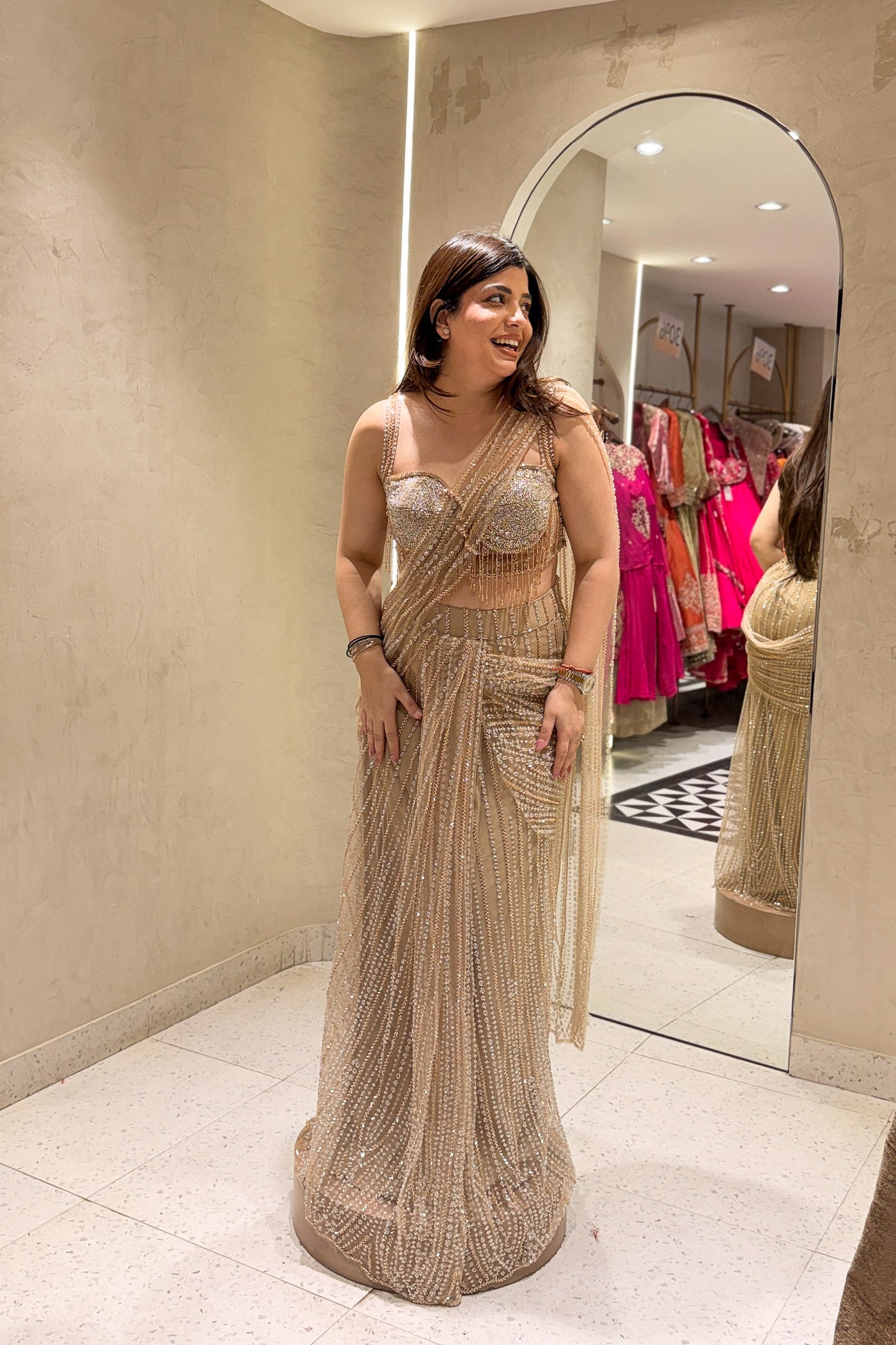 Zivika Hand Embroidered Drape Saree