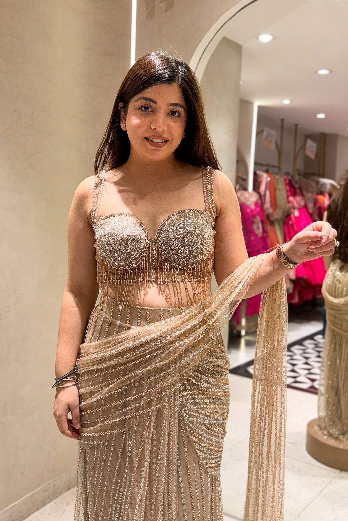 Zivika Hand Embroidered Drape Saree