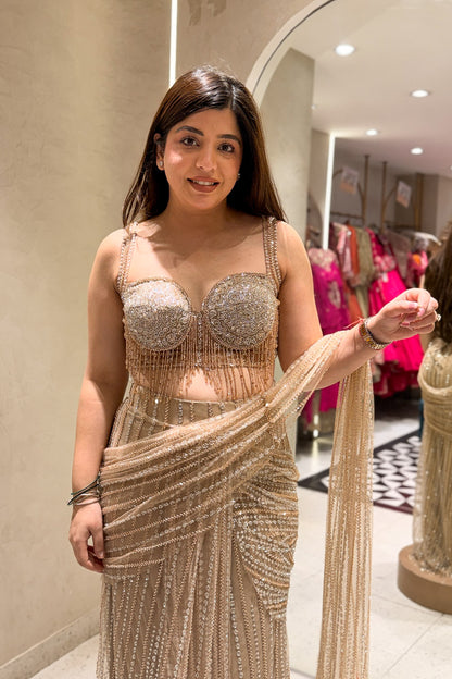 Zivika Hand Embroidered Drape Saree