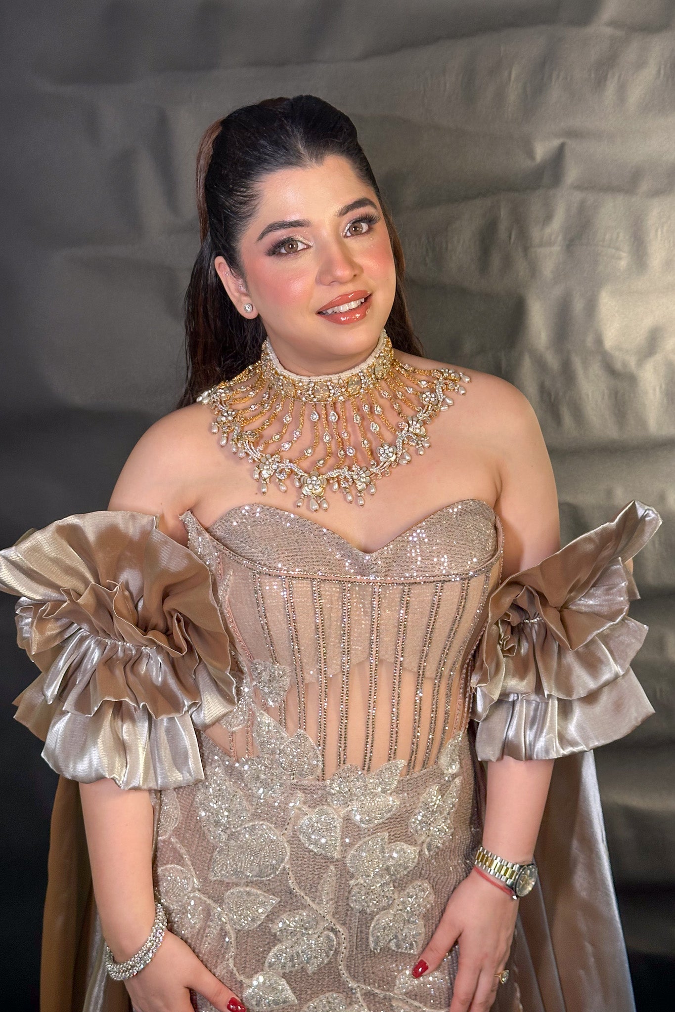 Iraja Hand Embroidered Fish Cut Gown