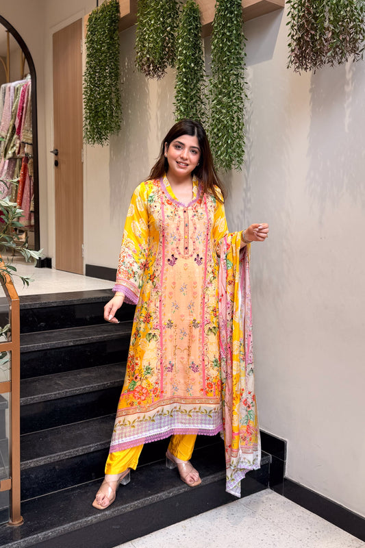 Raneem Floral Printed A Line Suit Set