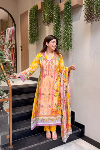 Raneem Floral Printed A Line Suit Set