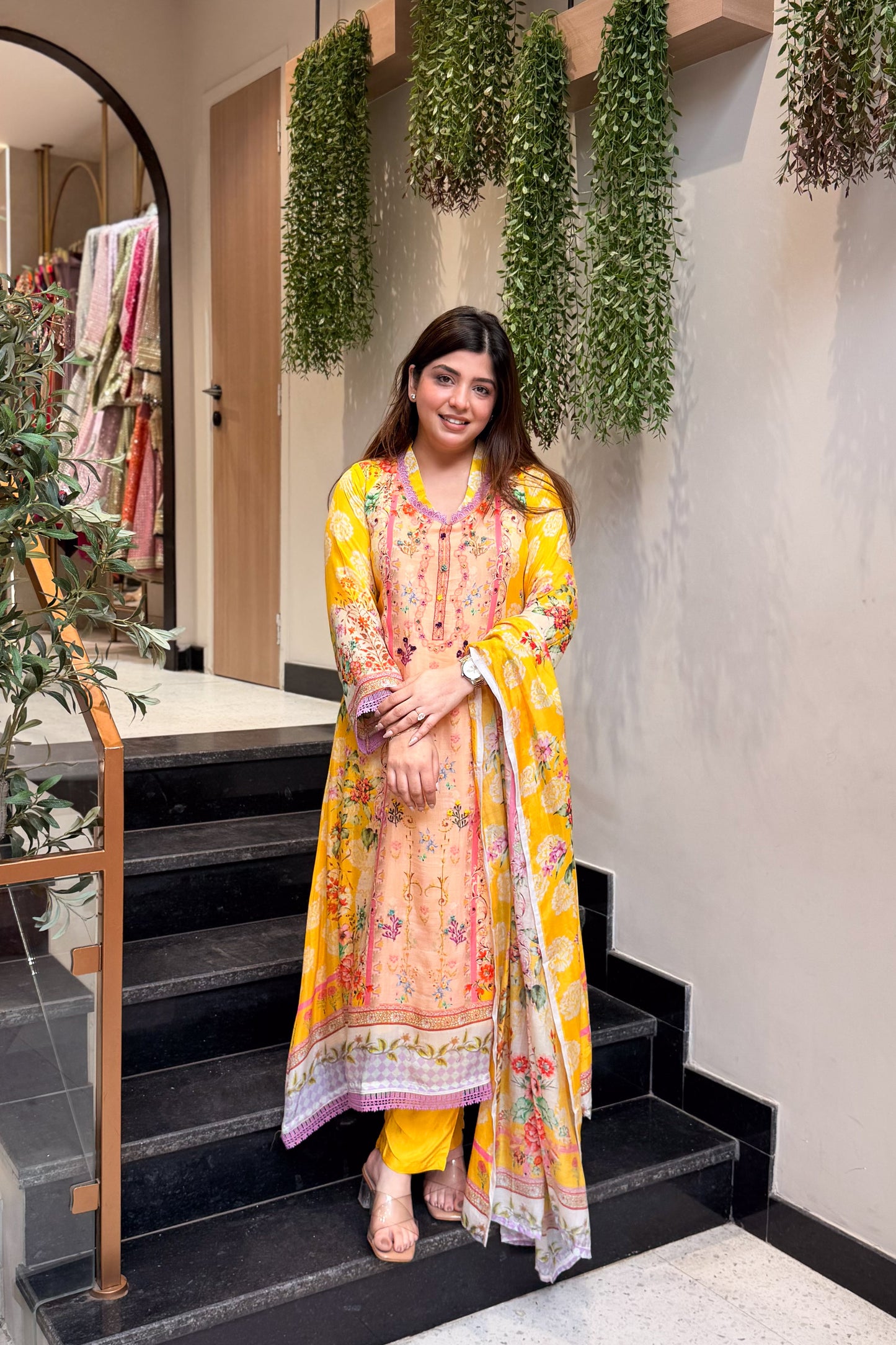 Raneem Floral Printed A Line Suit Set