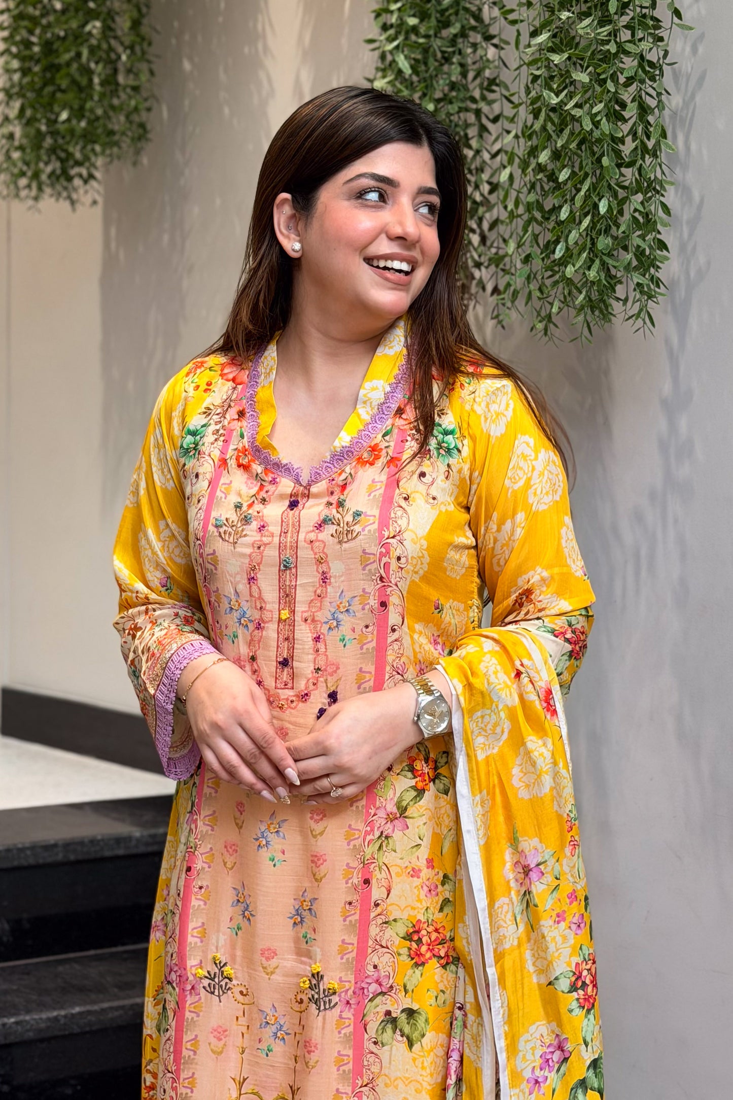 Raneem Floral Printed A Line Suit Set