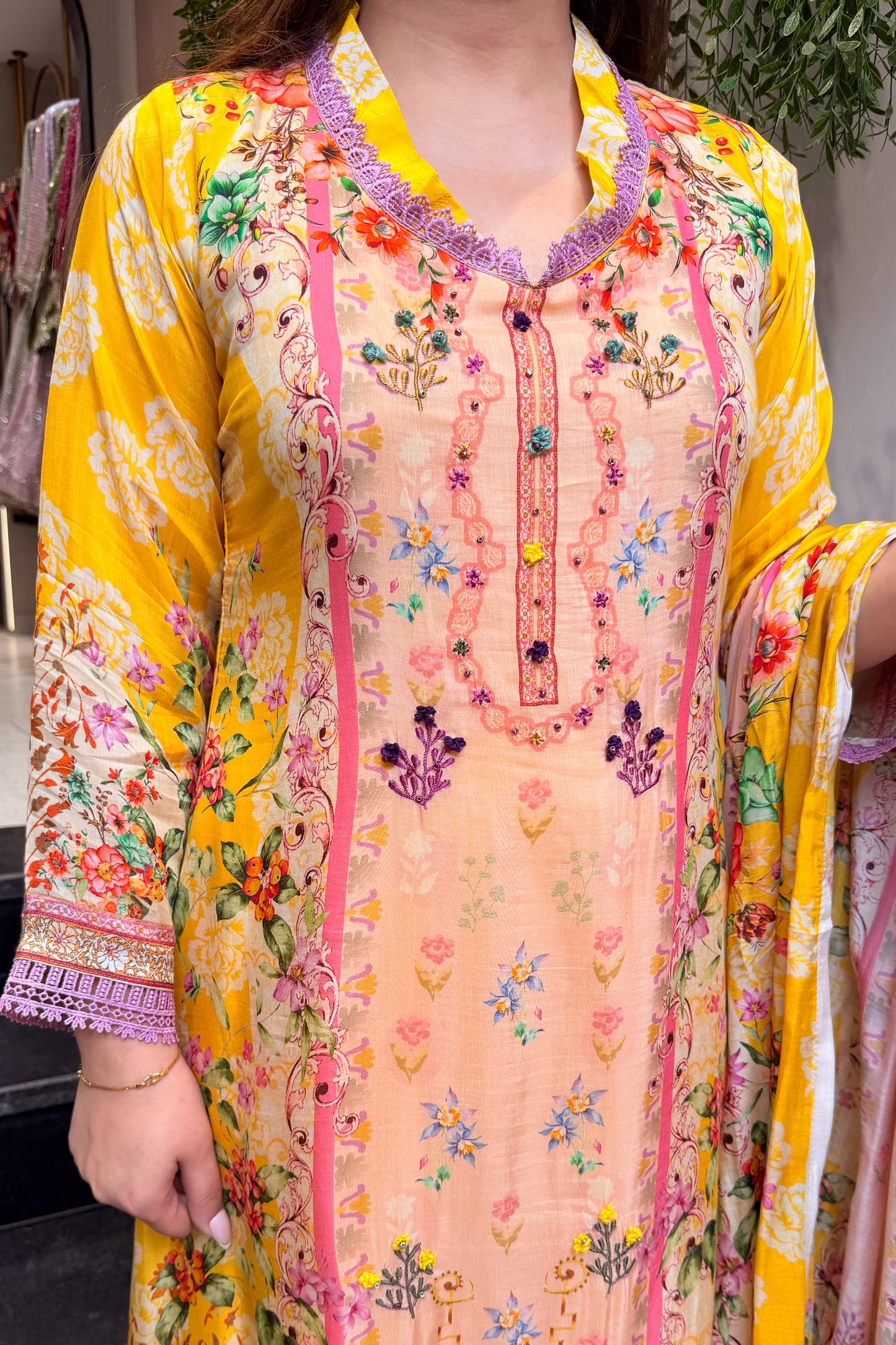 Raneem Floral Printed A Line Suit Set