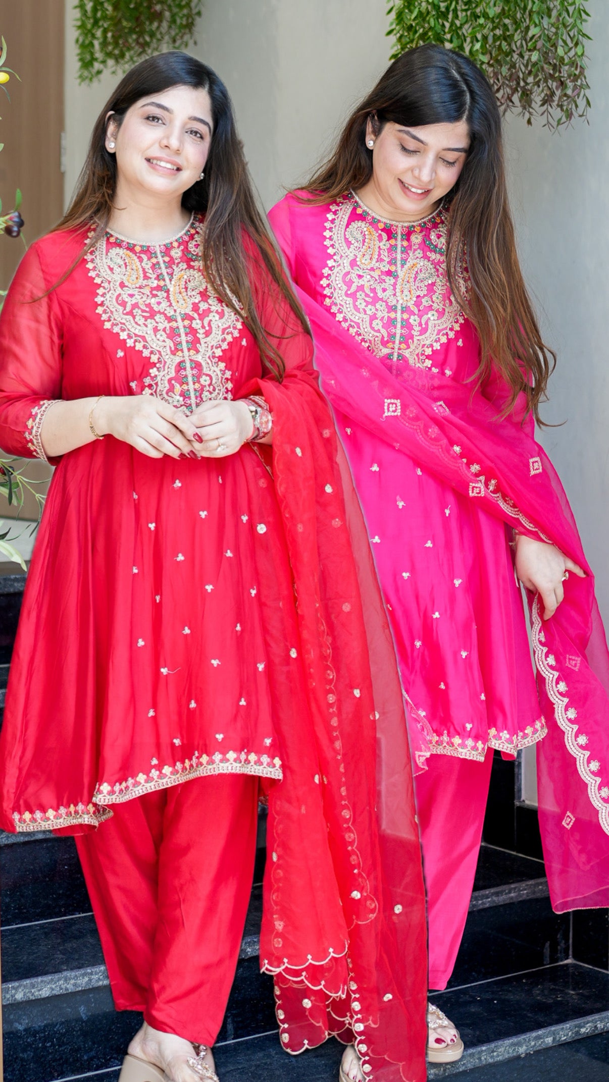 Vishira Embroidered Short Anarkali Suit Set