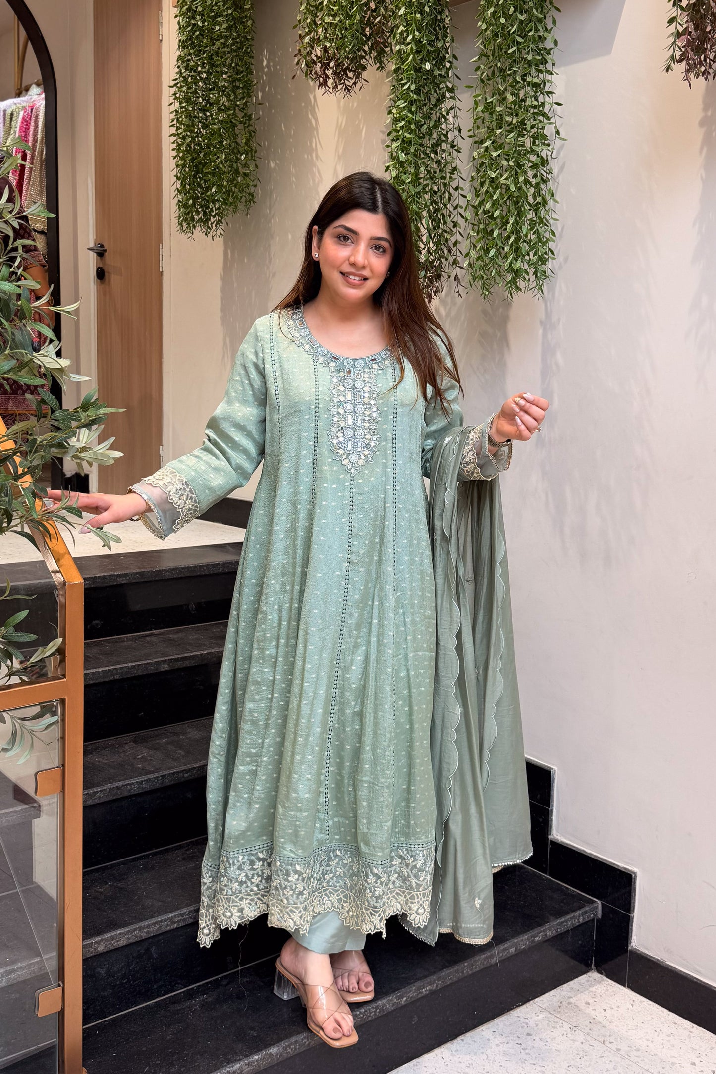 Ishmita Mirror Embroidered Anarkali Suit Set