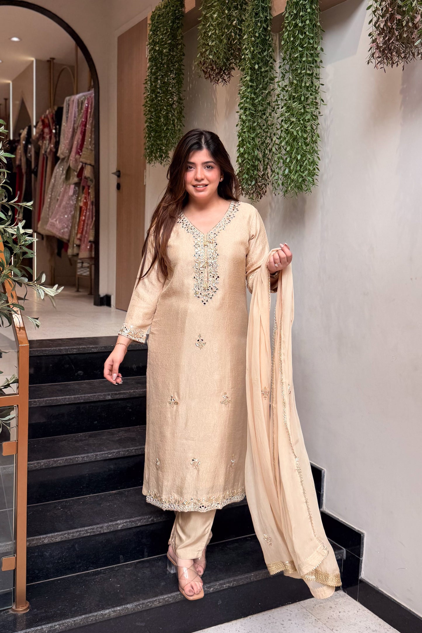 Aabira Mirror Embroidered Suit Set