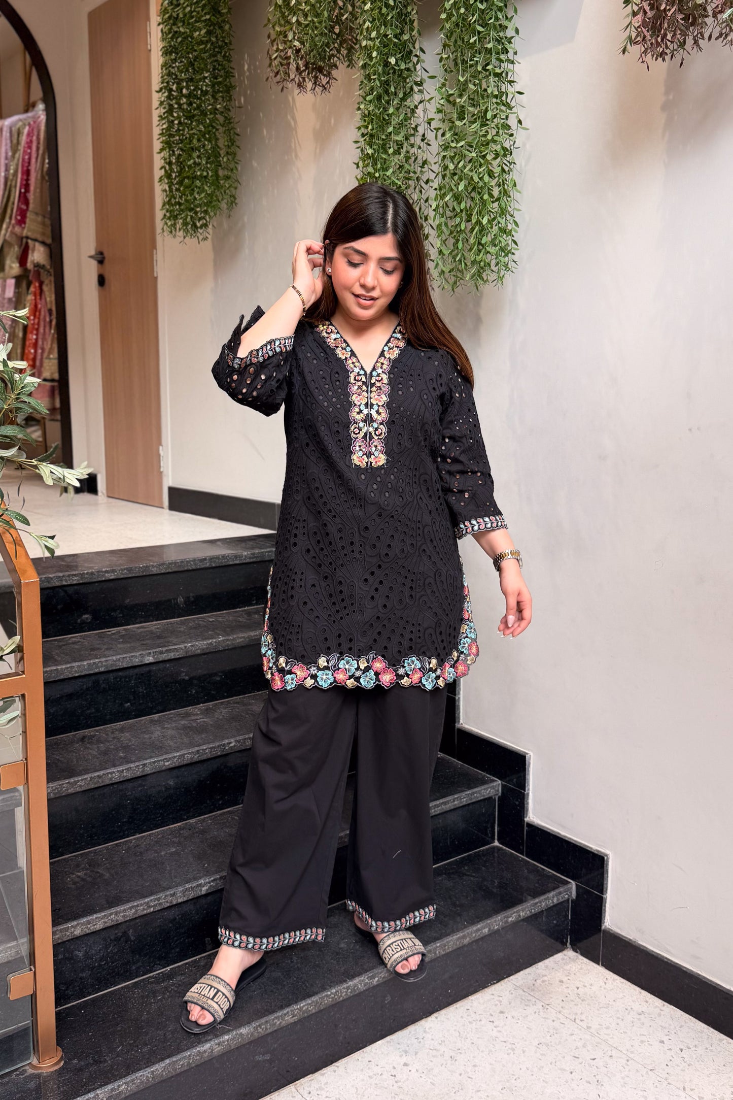 Zohal Schiffli Embroidered Co ord Set
