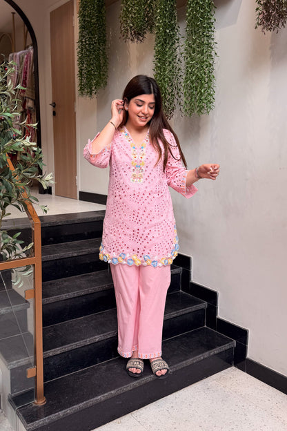 Zohal Schiffli Embroidered Co ord Set