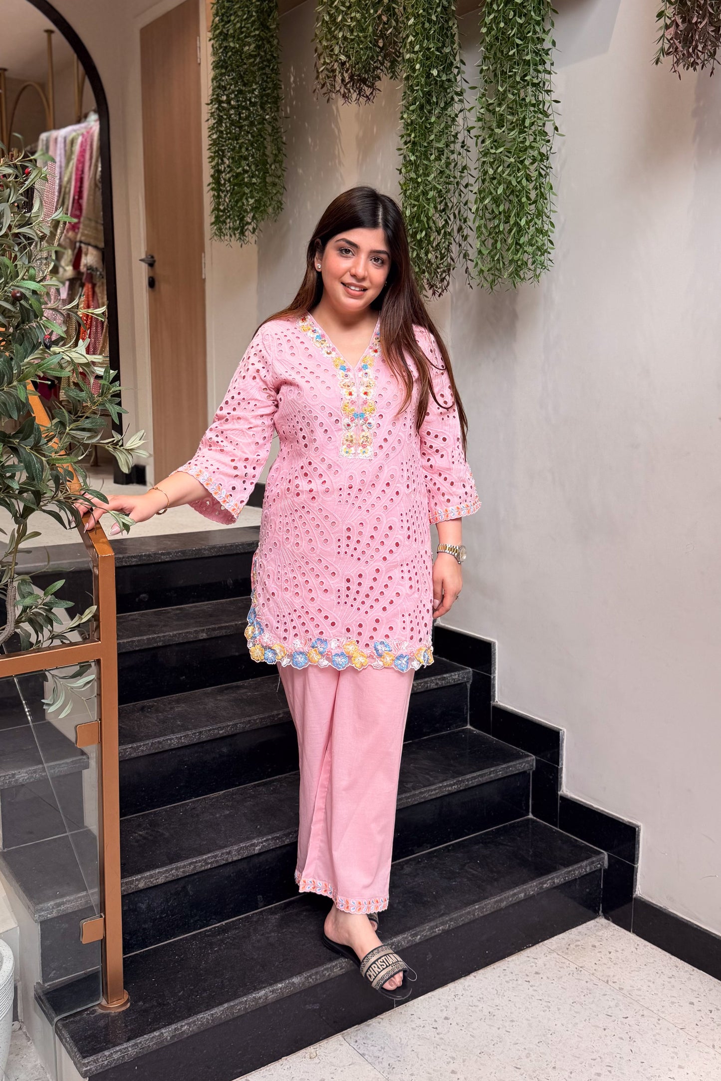 Zohal Schiffli Embroidered Co ord Set