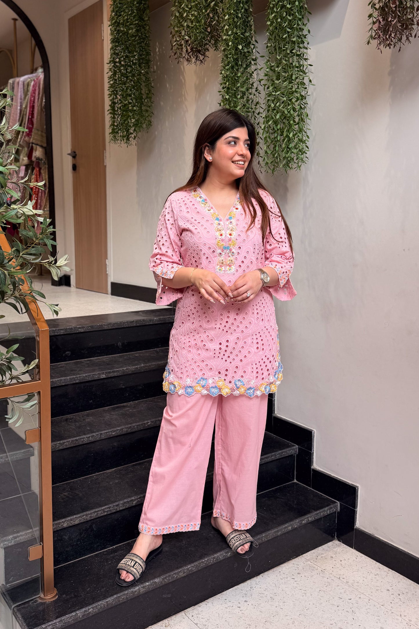 Zohal Schiffli Embroidered Co ord Set