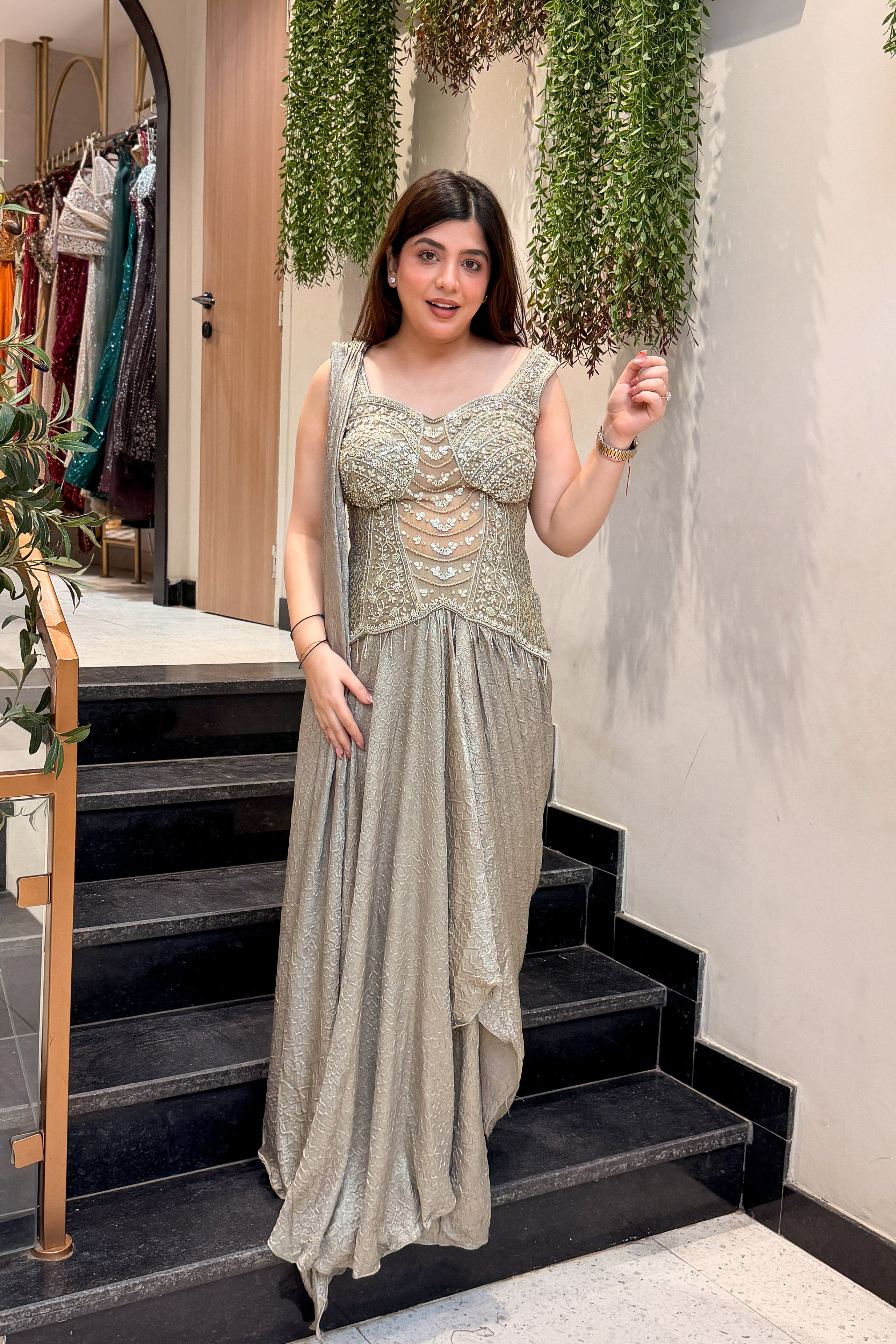 Evara Hand Embroidered Drape Saree