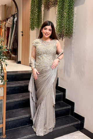 Arzika Hand Embroidered Drape Saree