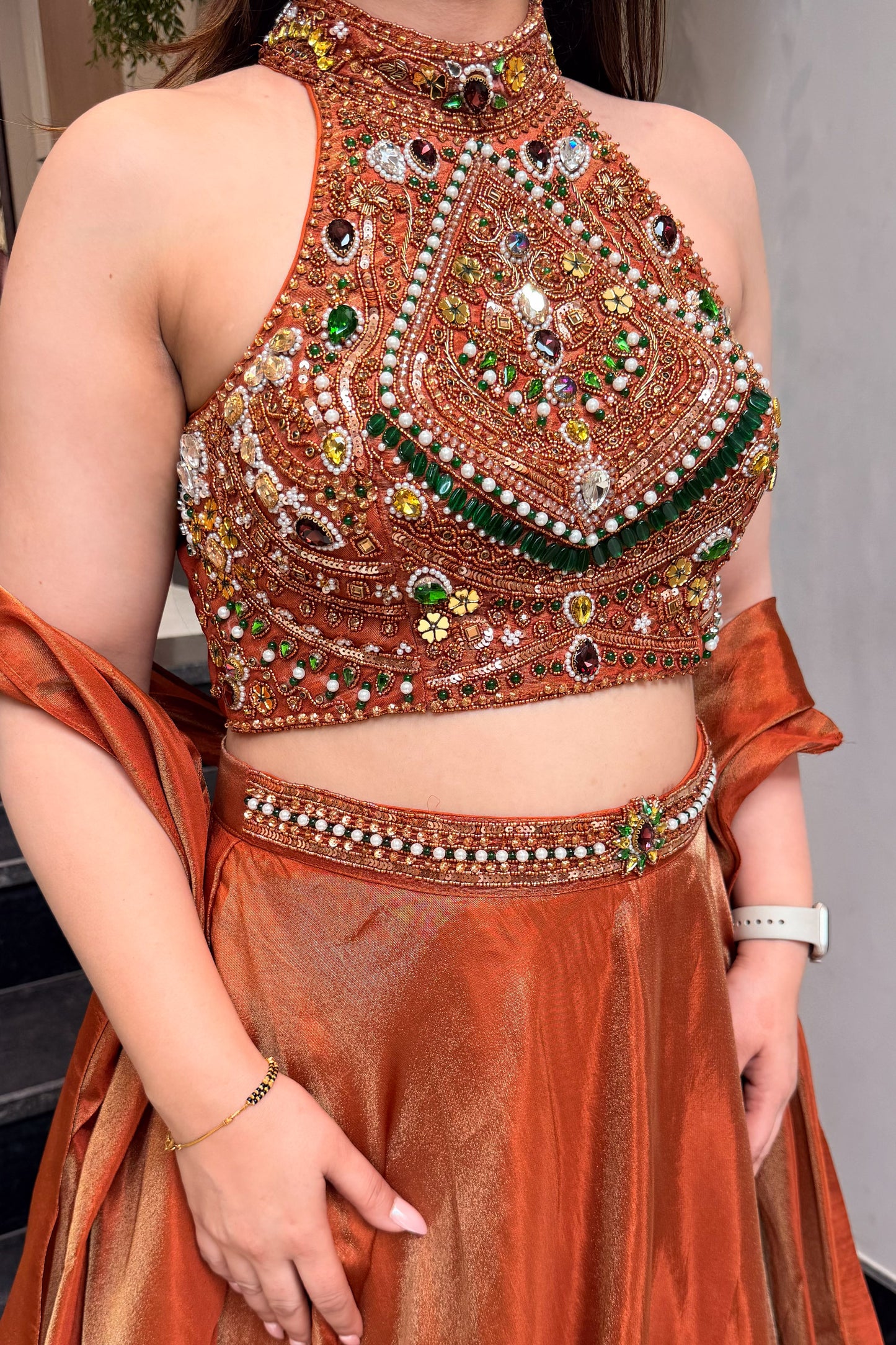 Mehr Rust Hand Embroidered Lehenga