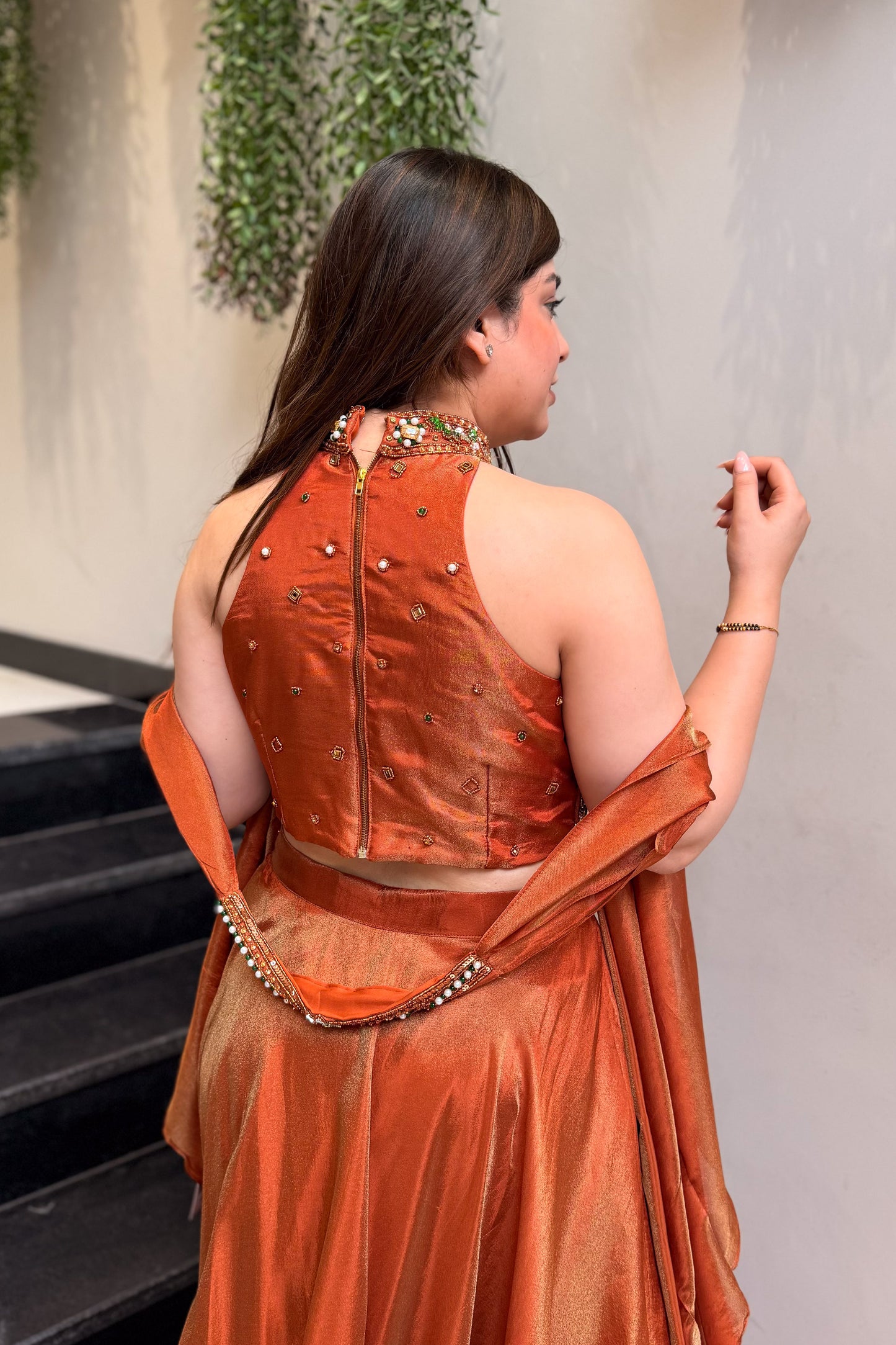 Mehr Rust Hand Embroidered Lehenga