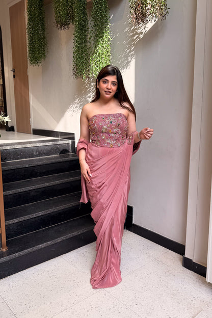 Saba Hand Embroidered Corset Drape Saree