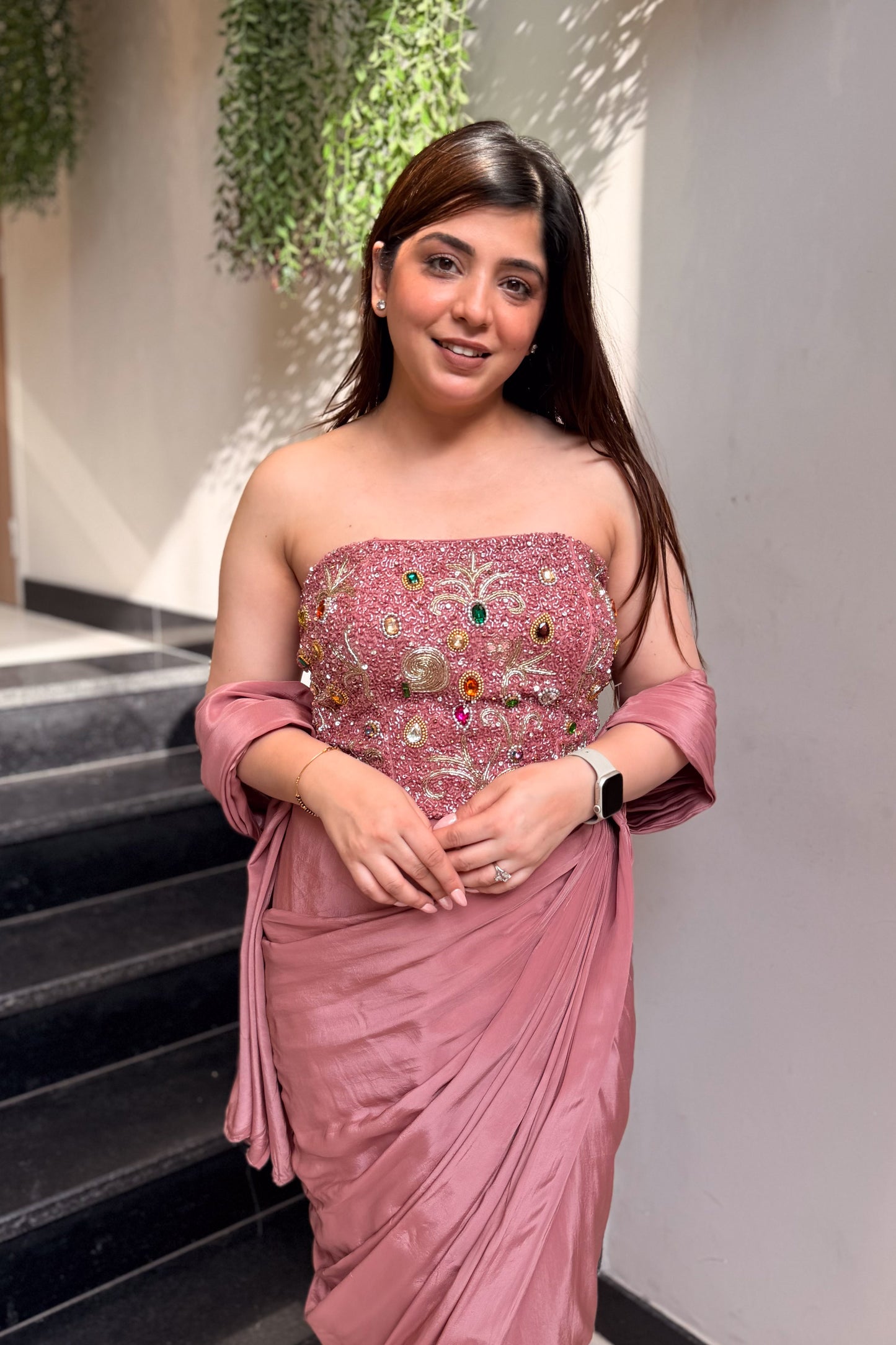 Saba Hand Embroidered Corset Drape Saree