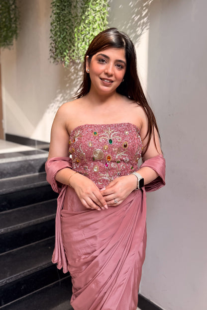 Saba Hand Embroidered Corset Drape Saree