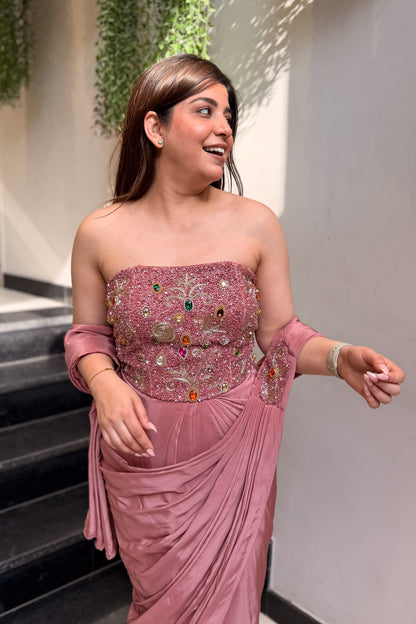 Saba Hand Embroidered Corset Drape Saree