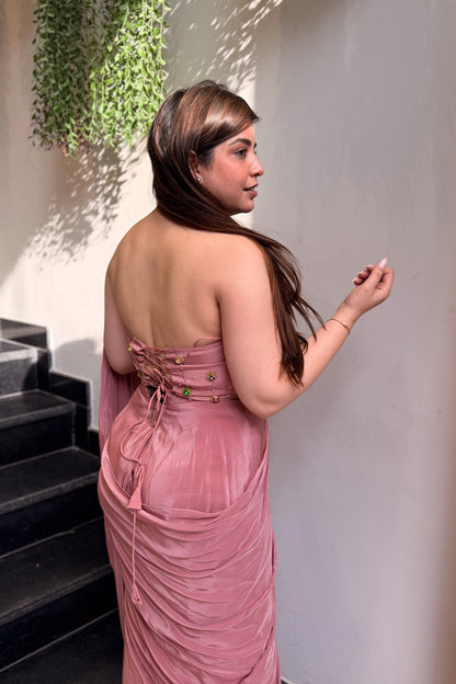 Saba Hand Embroidered Corset Drape Saree