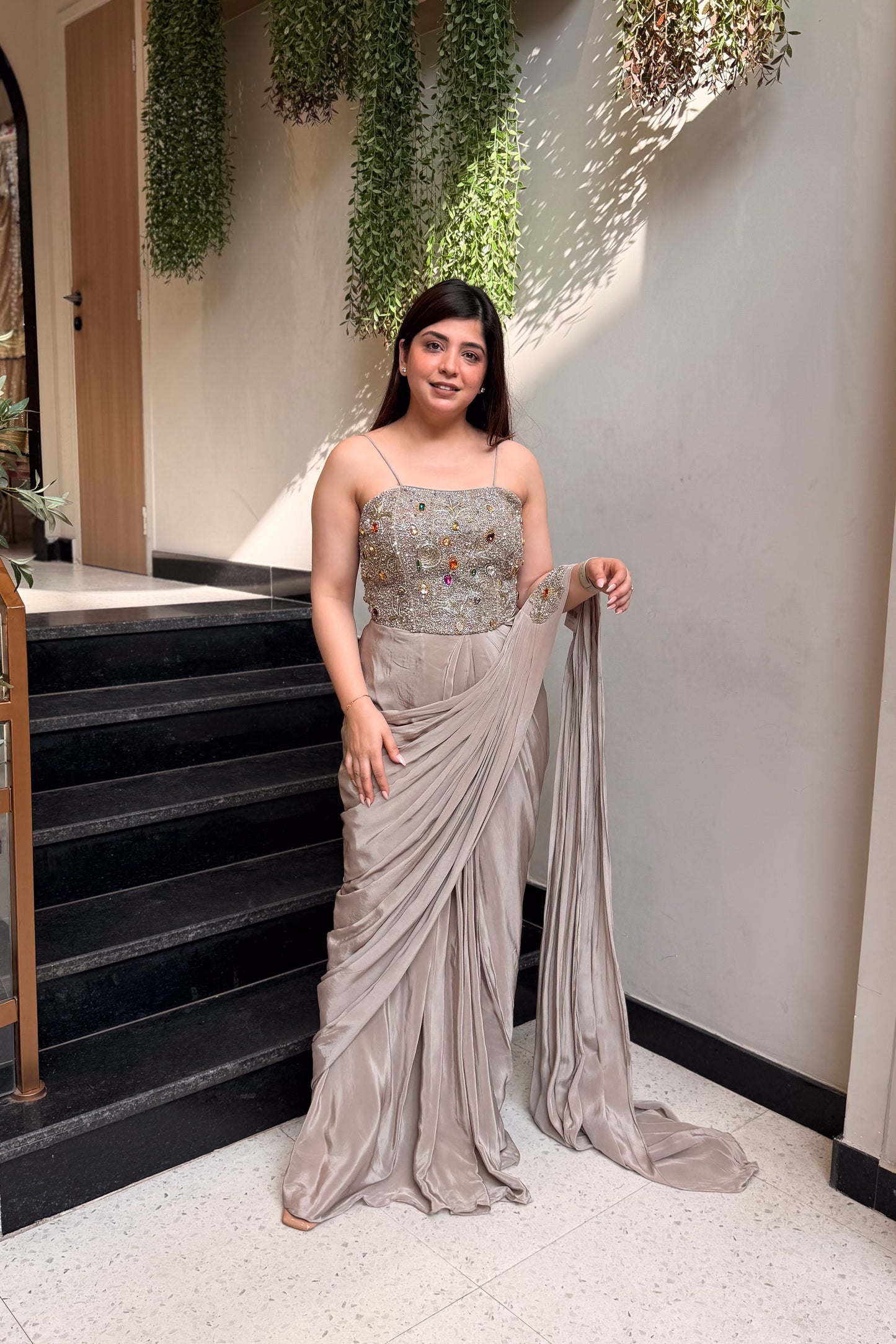 Saba Hand Embroidered Corset Drape Saree