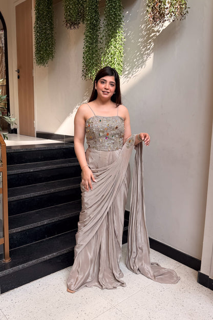 Saba Hand Embroidered Corset Drape Saree