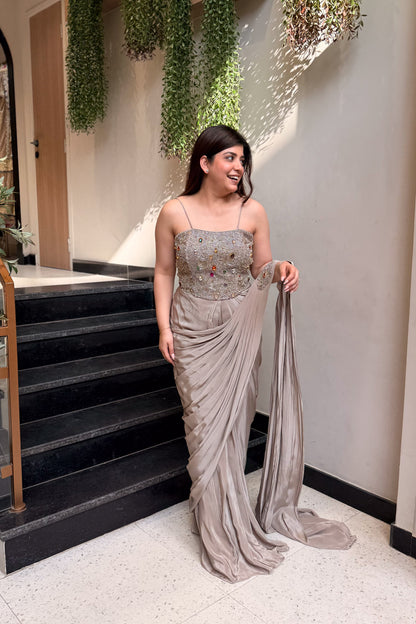 Saba Hand Embroidered Corset Drape Saree