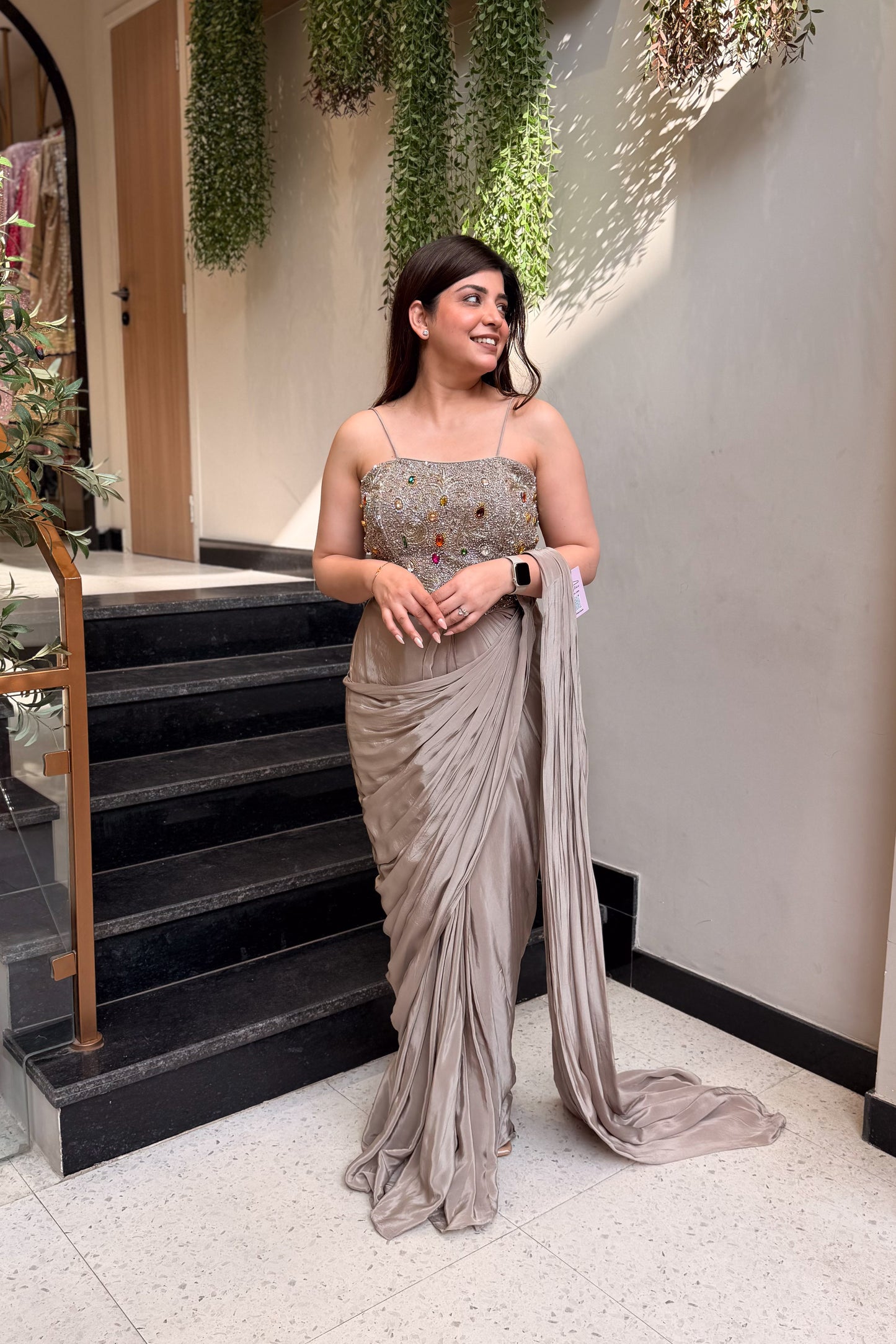 Saba Hand Embroidered Corset Drape Saree